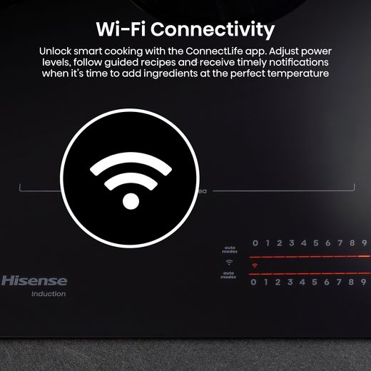 Hisense Hi6 HEH6432BSCWF 60cm Venting Induction Hob - Black - Annotation - WIFI connectivity shot
