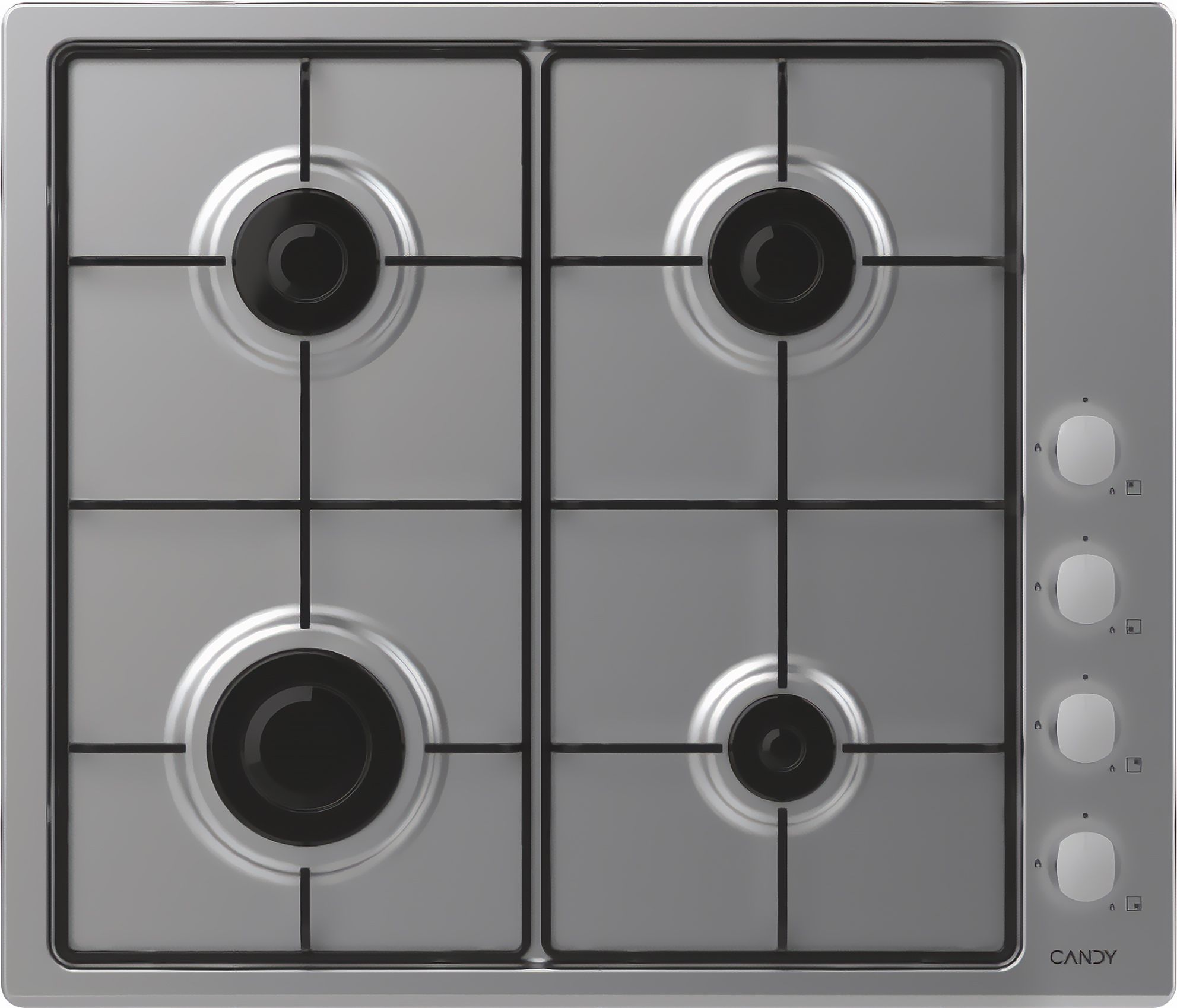 Candy 4 Burner Gas Hob - 60cm - Stainless Steel
