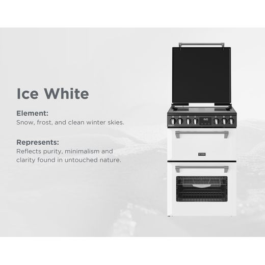 Stoves 60cm wide Double Oven Richmond DX MRA 60Ei RTY Mini Range Electric Cooker with Induction Hob - Icy White - Annotation - Ice White