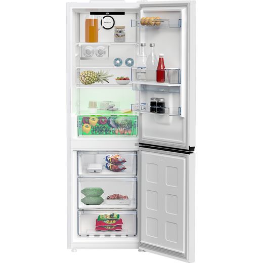 Beko HarvestFresh™ Fridge Freezer - White - Front with door open shot