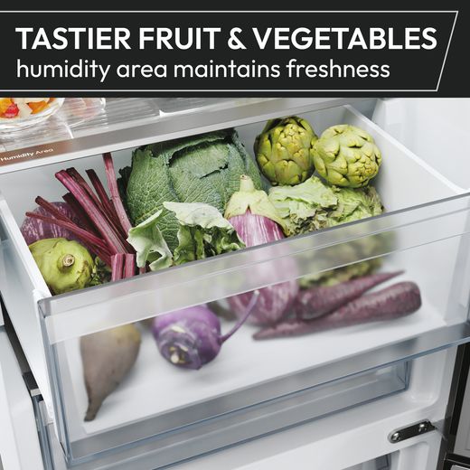 Hoover H-FRIDGE 600 HONBQT5518DK-UK 177cm 70/30 Integrated No Frost Fridge Freezer with Sliding Door Fixing Kit - White - Annotation -  Humidity area shot
