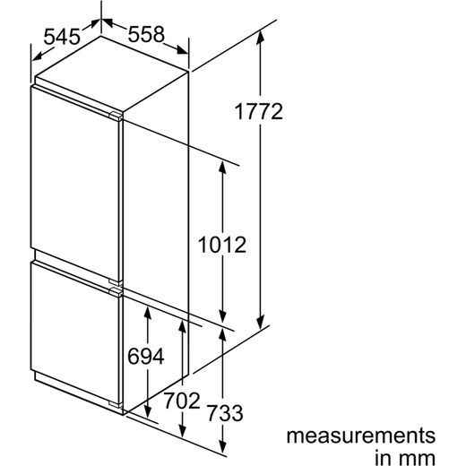 integrated fridge size