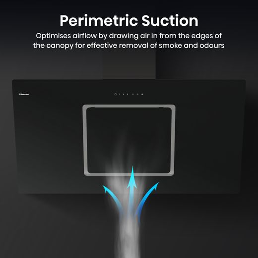Hisense CH10IN14BBUK 100cm Angled Chimney Cooker Hood - Jet Black - Annotation - Perimetric suction