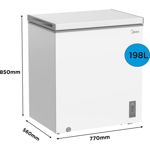 Midea MDRC284FZE01 Chest Freezer - White - Annotation - Dimeson shot 