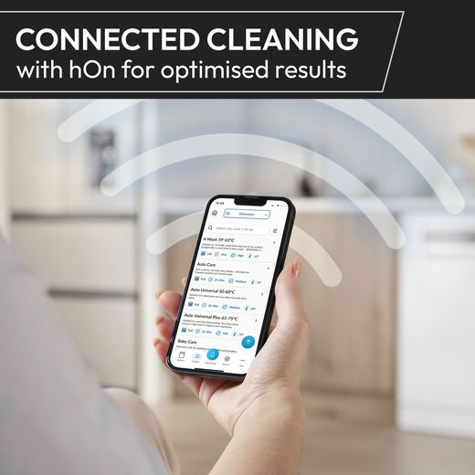 Hoover H-DISH 700 Fully Integrated Standard Dishwasher - Black with Fixed Door Hinge Kit  - Annotation -  hOn-App-Connectivity