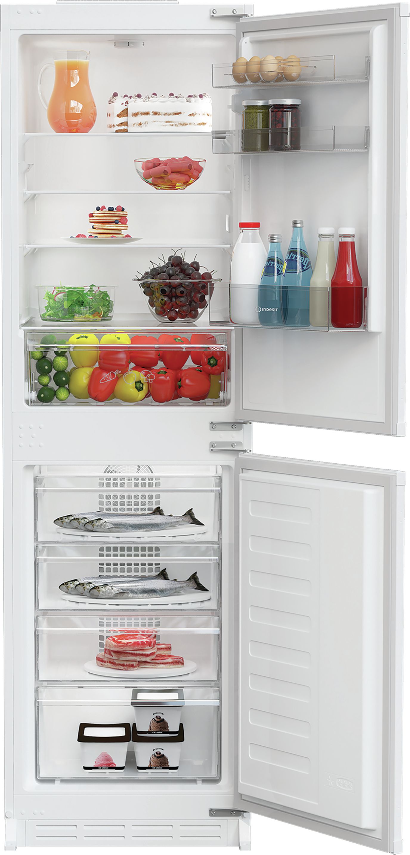 Indesit KINH 1261 B4UK Built-in Fridge Freezer - 178cm Height - 254L Total Capacity - No Frost - White