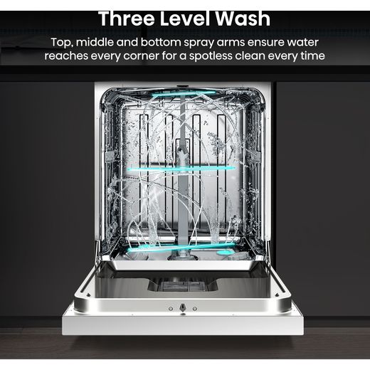 Hisense Standard Dishwasher - White - Annotation - 3 level wash