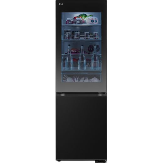 LG InstaView™ ThinQ™ 60/40 Total No Frost Fridge Freezer - Black Steel - Front shot