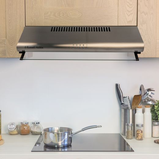 Russell Hobbs 60cm Cooker Hood - Stainless Steel - cooker hood in kitchen shot