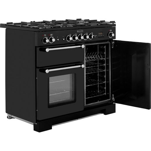 Rangemaster Kitchener 100cm Dual Fuel Range Cooker - Black / Chrome