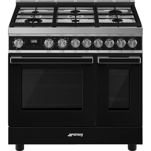 Smeg Portofino CPF92GMBL Gas Range Cooker - Black - A Rated