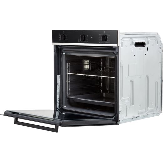 Smeg Cucina Electric Single Oven - Black - Left perspective with door open shot
