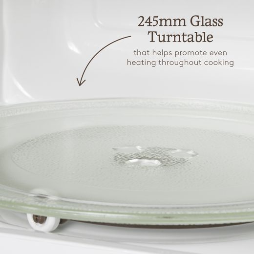 Haden 214188 20 Litre 24cm High, Freestanding Small Microwave - White - Annotation - 245mm glass turntable