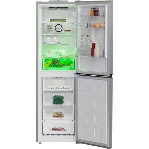 Beko Fridge Freezer - Stainless Steel - Front with door open shot