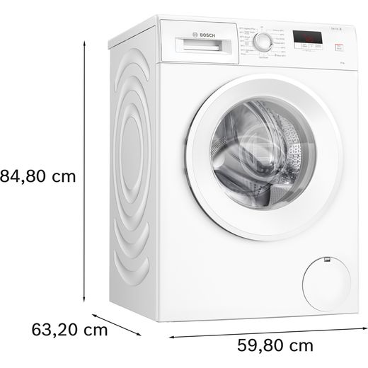 Bosch WGE03408GB 8.0kg Washing Machine with 1400 rpm - White - Annotation - Dimensions shot