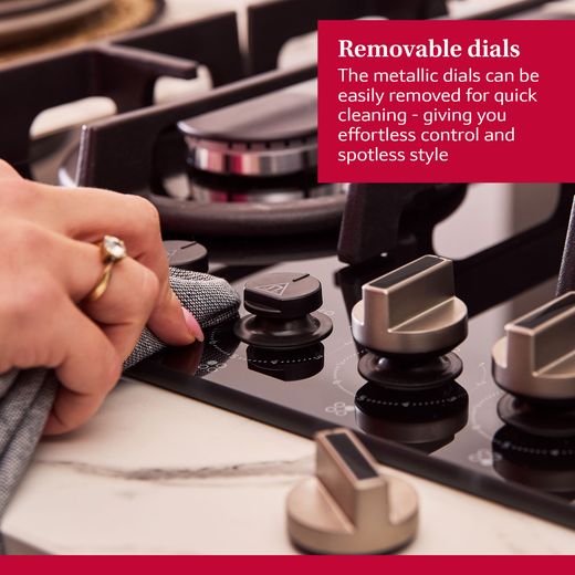 NEFF N70 T26PIP4S0 59cm Gas Hob - Black - Annotation - removeable dials shot