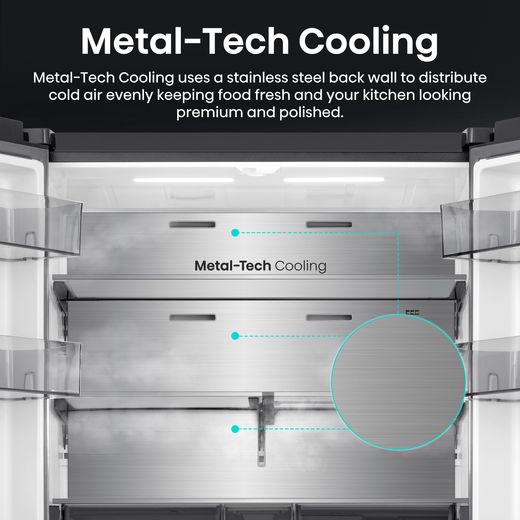 Hisense PureFlex American Fridge Freezer - Stainless Steel - Annotation - metal cooling shot
