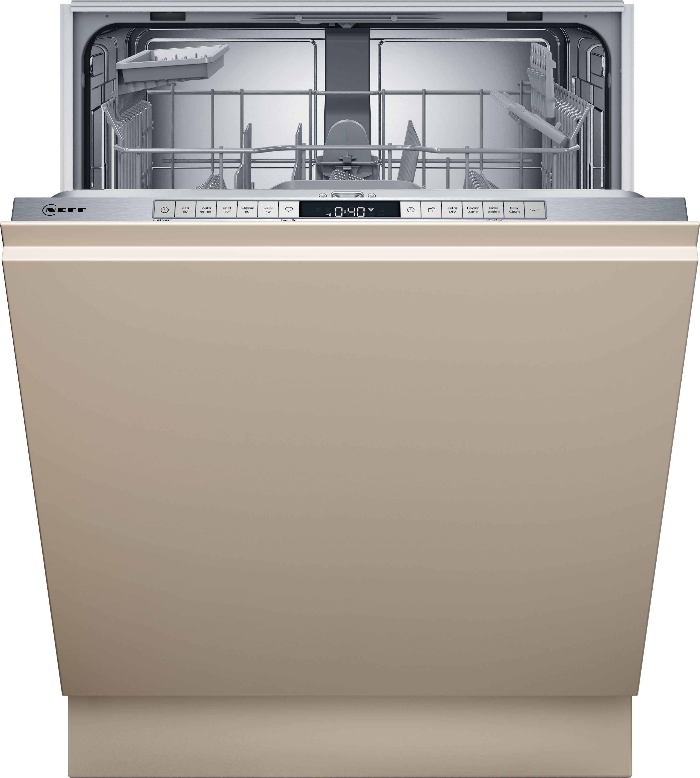 Image of NEFF N50 S175HTX06G Wifi Connected Fully Integrated Full Size Dishwasher - Stainless Steel Control Panel with Sliding Door Hinge Kit - D Rated, Stainless Steel