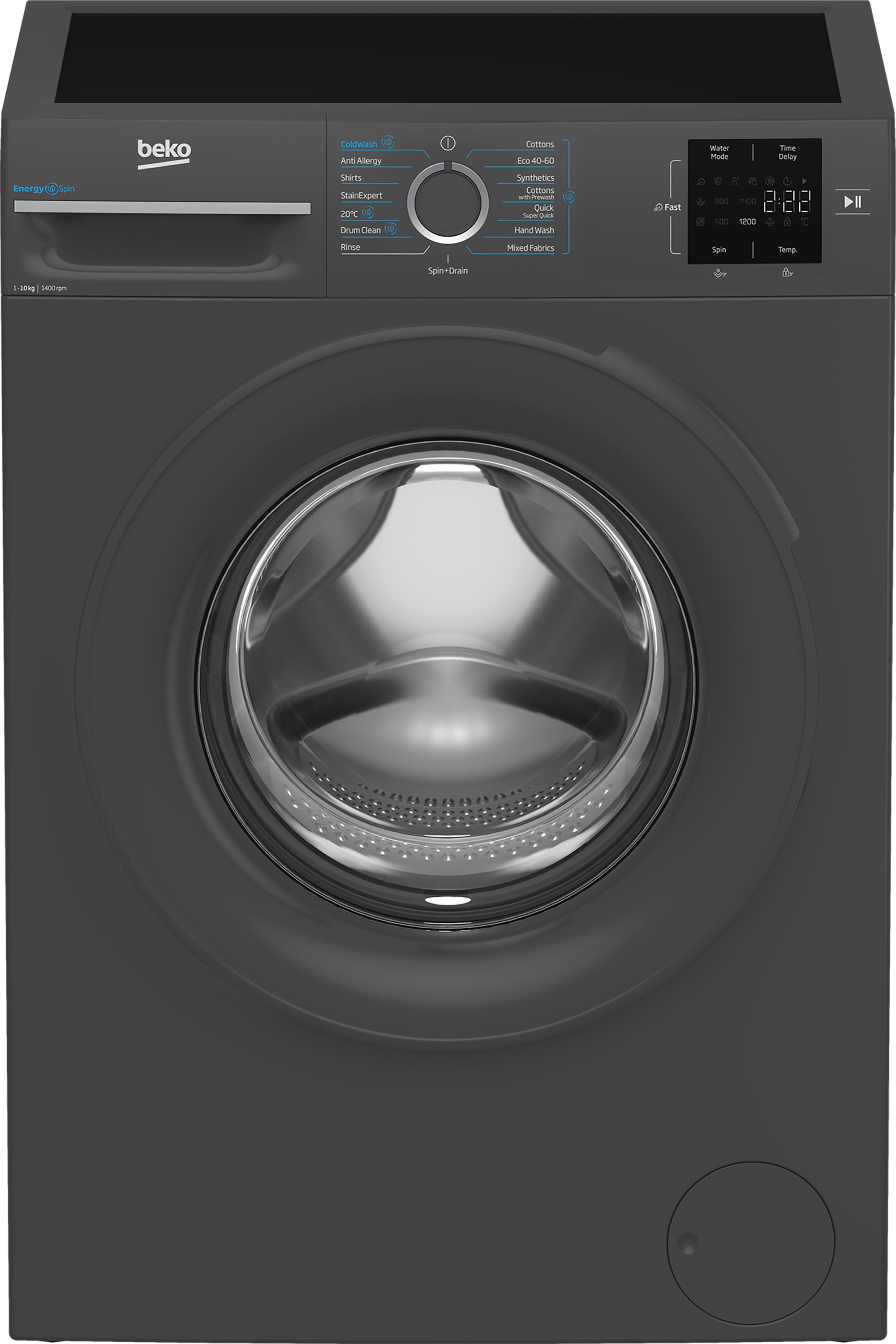 Beko EnergySpin B3W31041A 10kg Washing Machine with 1400 rpm - Anthracite - A Rated, Black