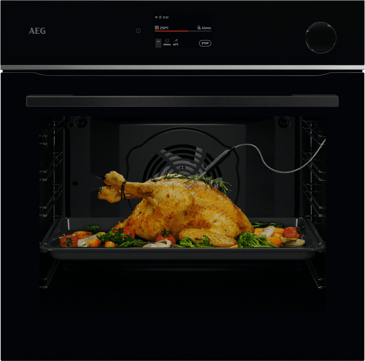 AEG TR7PB731SB Built-In Electric Single Oven - 72L - Pyrolytic Cleaning - SteamCrisp - Black