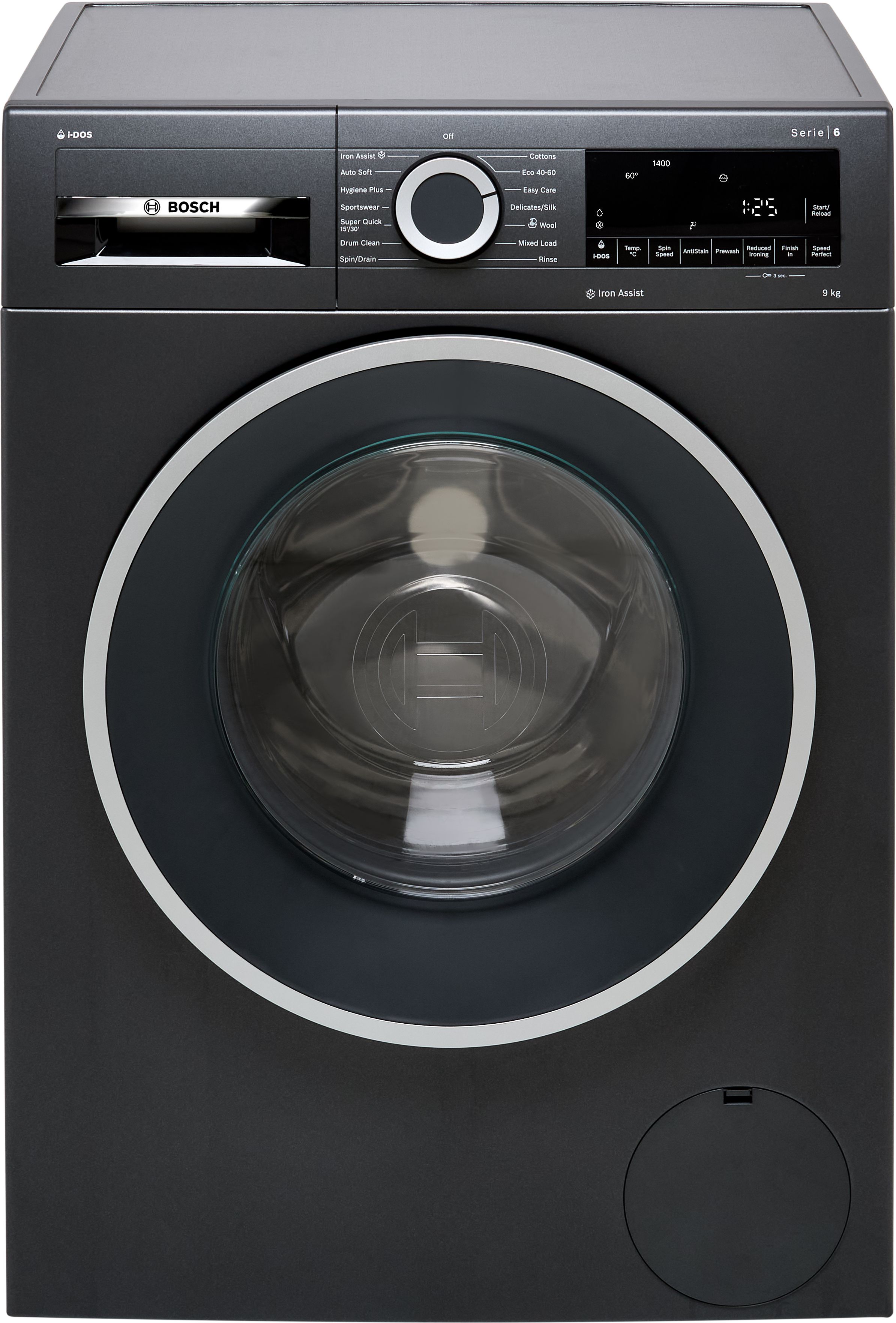 Bosch Series 6 i-Dos WGG244FRGB 9kg Washing Machine with 1400 rpm - Graphite - A Rated, Silver