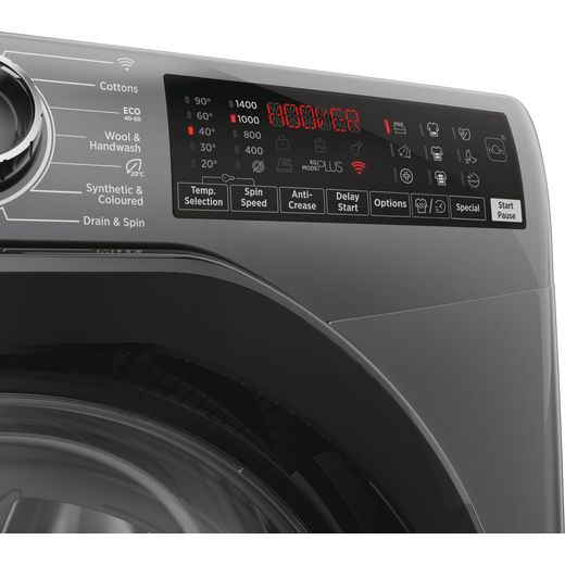 Hoover 31020227 H3WPS4126TAMBR80 12kg Washing Machine with 1400 rpm - Anthracite - Close up display shot