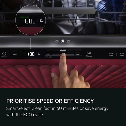 AEG 6000 Series Integrated Standard Dishwasher - White - annotation - speed and efficiency shot