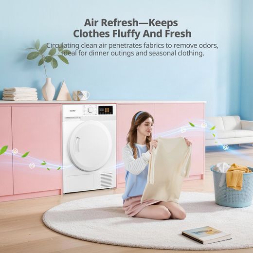 Comfee CDN13H81/W-UK Wifi Connected 8Kg Heat Pump Tumble Dryer - White - annotation - air refresh