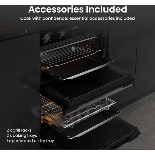 Hisense Hi6 Built In Electric Double Oven - Black - Annotation - Accessories included shot