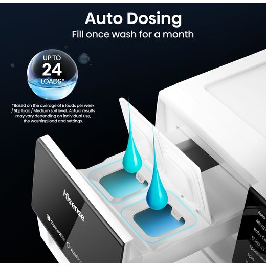 Hisense WF5S1245BW 12kg Washing Machine with 1400 rpm - White - Annotation - Auto dosing shot