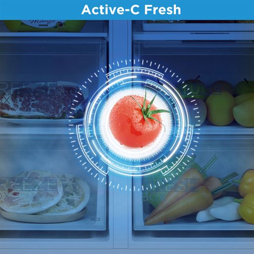 Midea Frost Free Fridge Freezer - Stainless Steel - Annotation - Active-C Fresh
