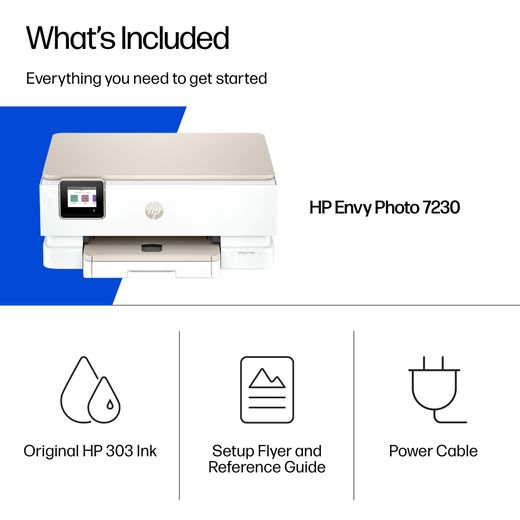 HP Envy Photo 7230 Wireless Inkjet Printer includes 3 months Free Instant Ink - White - Annotation - What's included