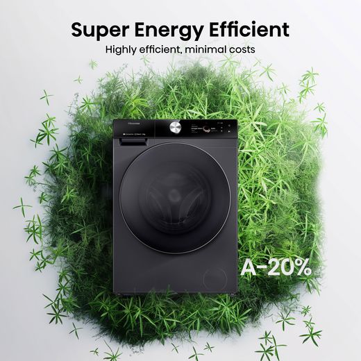 Hisense 7S Series WF7S1247BB 12kg Washing Machine with 1400 rpm - Black - Annotation - Super energy efficient  shot