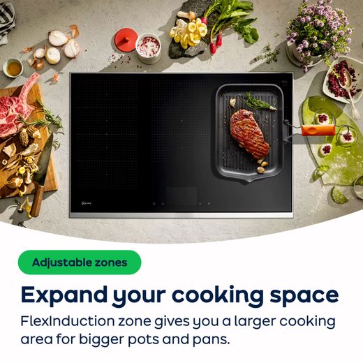 NEFF N90 T69FUV4L0 92cm Induction Hob - Black - AO Annotation - FlexInduction