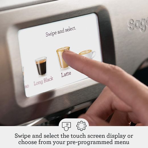 Sage The Barista Touch™ Espresso Coffee Machine with Integrated Burr Grinder - Stainless Steel / Chrome - Annotation - Touch screen