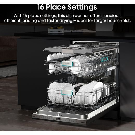 Hisense Integrated Standard Dishwasher - Black  - Annotation - 16 place setting shot