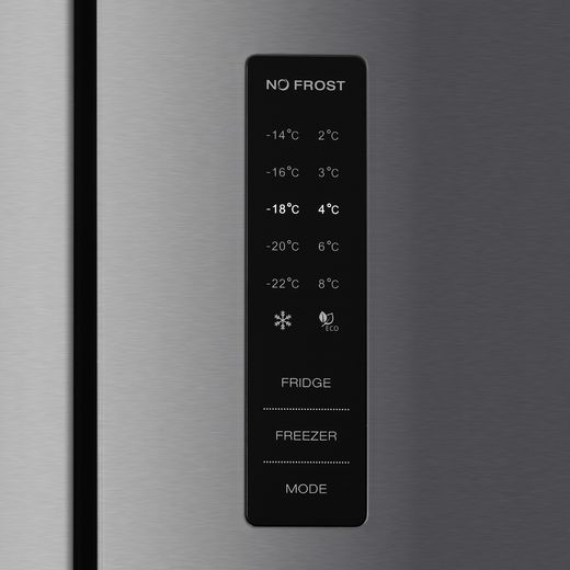 Russell Hobbs RH186FDFF602E1SS 186cm 60/40 Frost Free Fridge Freezer - Stainless Steel - control panel shot