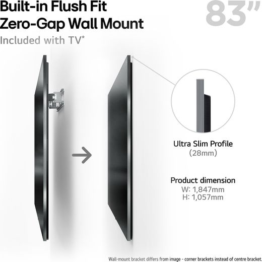 LG G54LW 83" 4K Ultra HD OLED Smart TV - Annotation - Zero gap wall mount