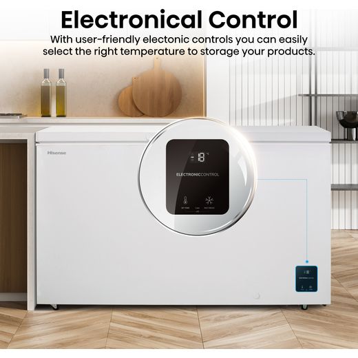 Hisense Chest Freezer - White - Annotation - Electronic controls shot