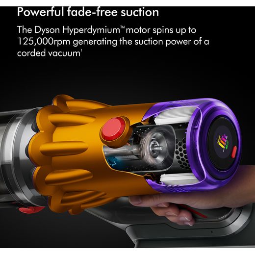 Dyson Cordless Vacuum Cleaner with up to 60 Minutes Run Time - Brushed iron / Yellow - Annotation - Hyperdymium motor