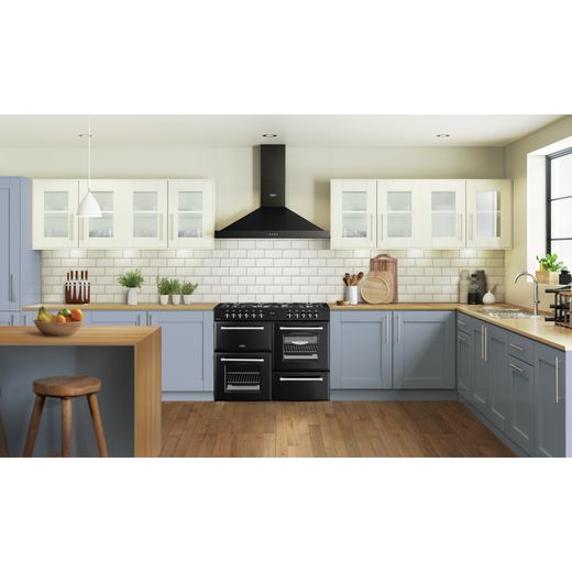 Belling FARMHOUSE 110DF Dual Fuel Range Cooker - Black / Antique Brass - Cooker in kitchen