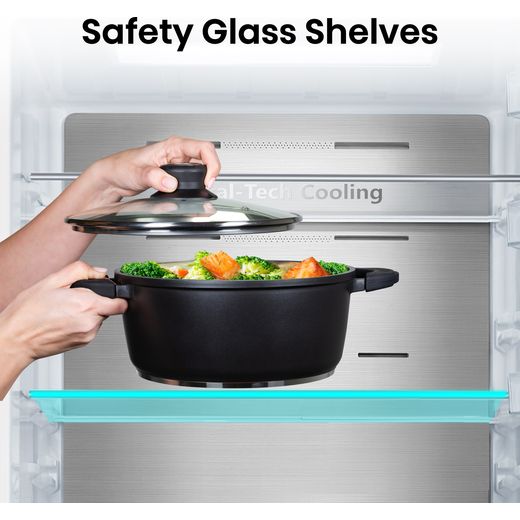 Hisense 60/40 Frost Free Fridge Freezer - Stainless Steel - Annotation - Safety glass shelves