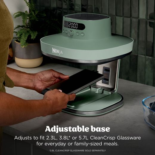 Ninja Crispi Pro 5 in 1 AS090UKGN Air Fryer - Green - Annotation - Adjustable base