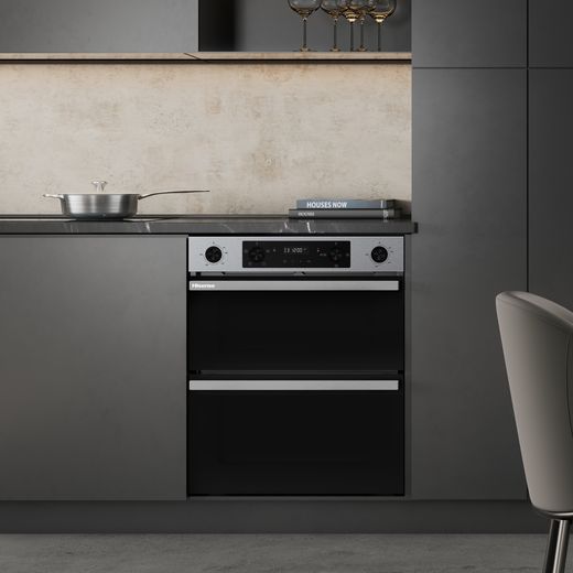Hisense HIPKD4AX60IND Freestanding Electric Double Oven - Black / Stainless Steel - Oven in kitchen shot 
