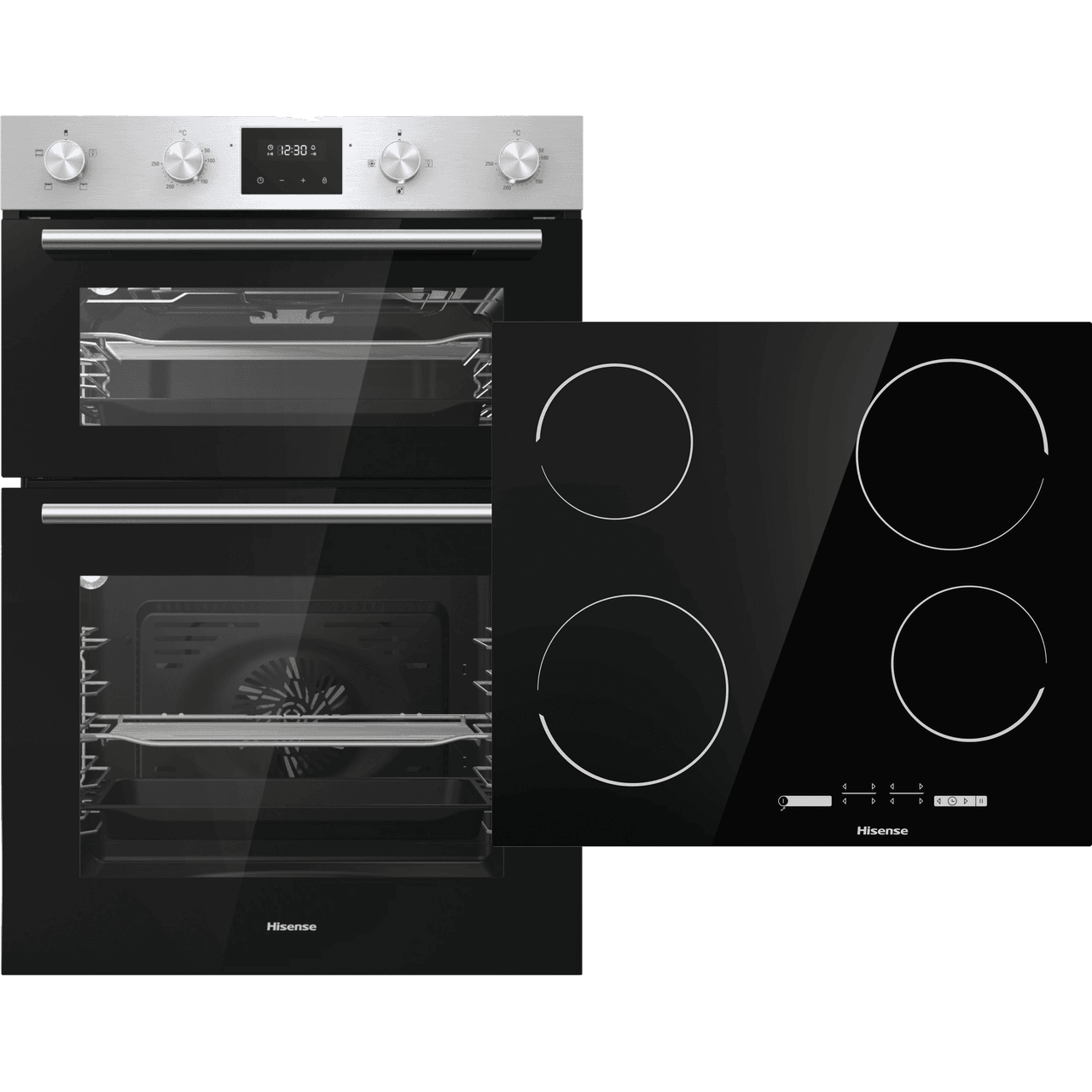 Hisense Built-in Electric Double Oven – Black, 88.5x59.5x57.5cm, LED Display, Touch & Rotary Controls, A/A Energy Rating