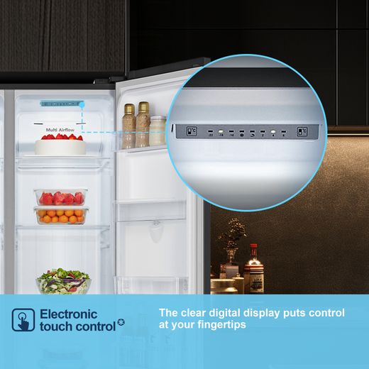 Fridgemaster American Fridge Freezer - Black - Annotation - Electronic touch control