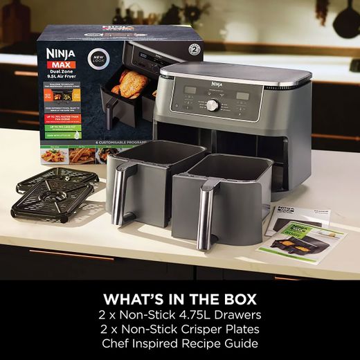 Ninja MAX 6-in-1 Dual Zone DZ400UK Air Fryer - Grey - Annotation - What's in the box
