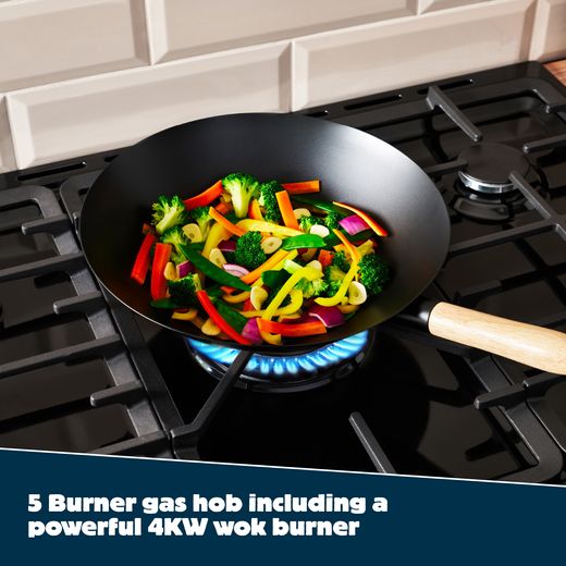 Belling Farmhouse 90DF 90cm Dual Fuel Range Cooker - Cream - Annotation - 4WK wok burner