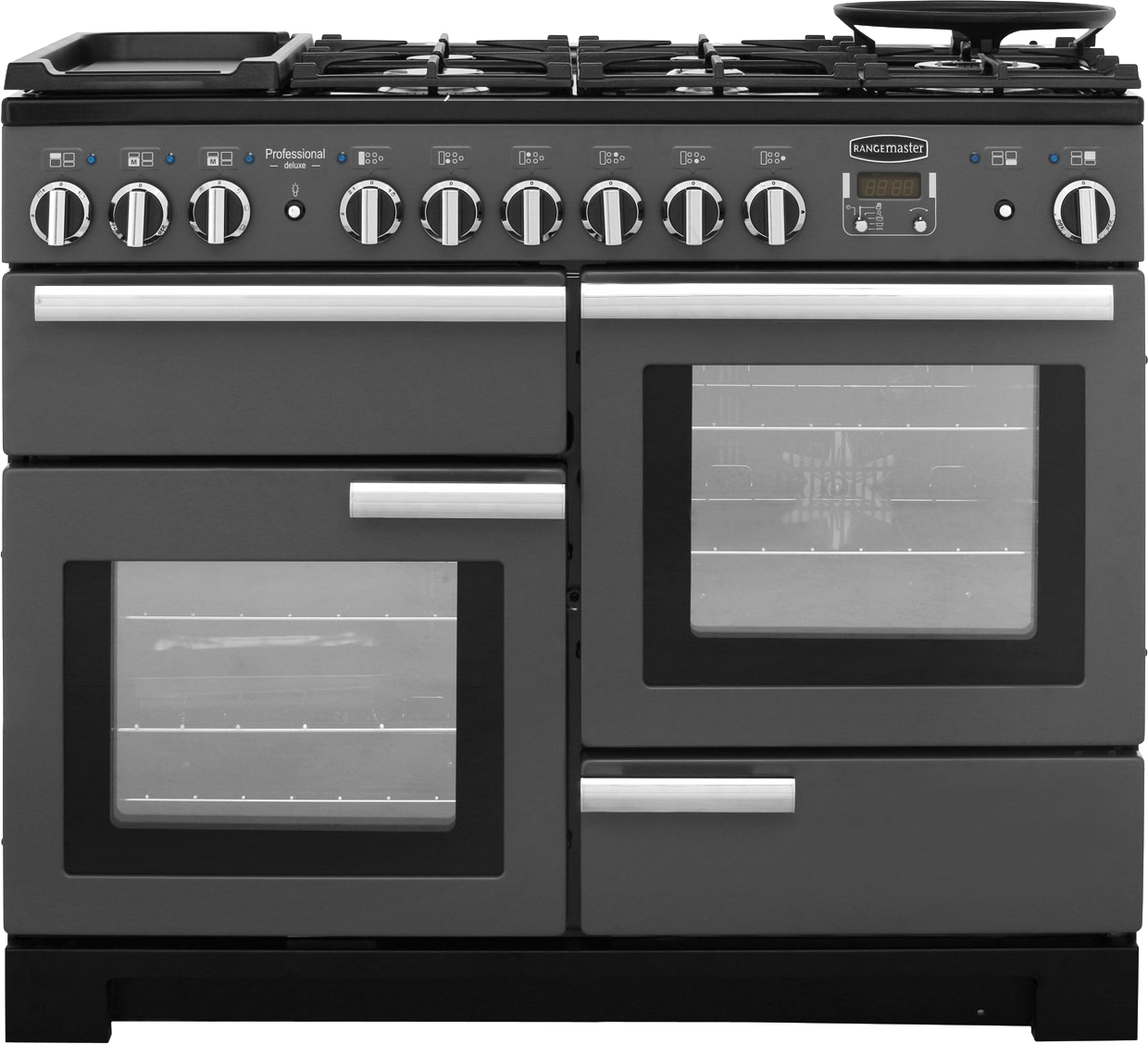 Rangemaster Professional Deluxe PDL110DFFSL/C 110cm Dual Fuel Range Cooker - Slate - A/A Rated, Graphite