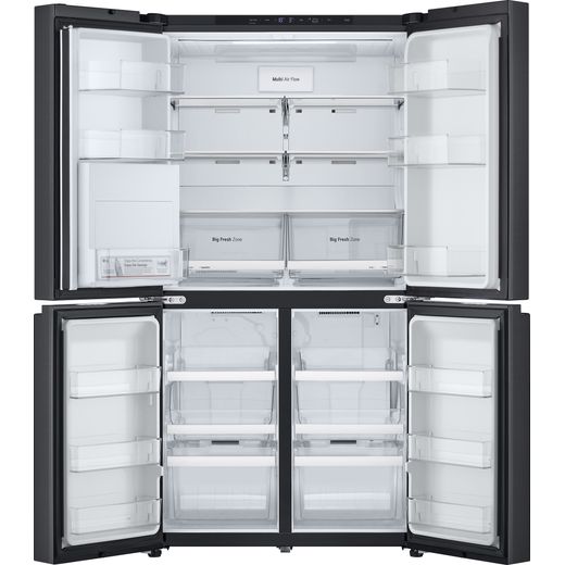 LG NatureFRESH™ American Fridge Freezer - Essence Black Steel - Front with door open shot 